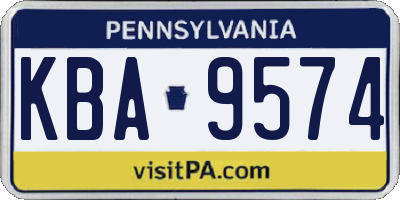 PA license plate KBA9574