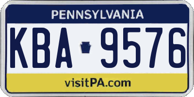 PA license plate KBA9576