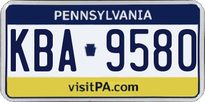 PA license plate KBA9580