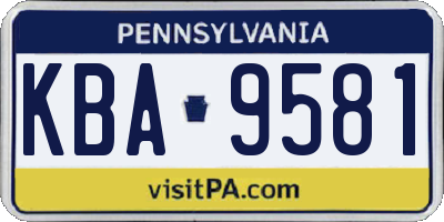 PA license plate KBA9581