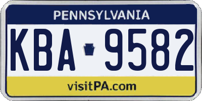 PA license plate KBA9582