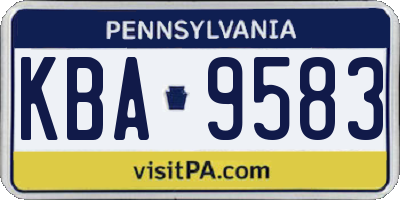 PA license plate KBA9583