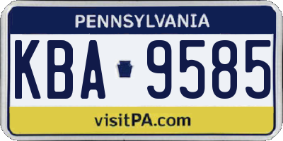 PA license plate KBA9585
