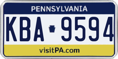 PA license plate KBA9594