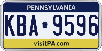 PA license plate KBA9596