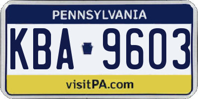 PA license plate KBA9603