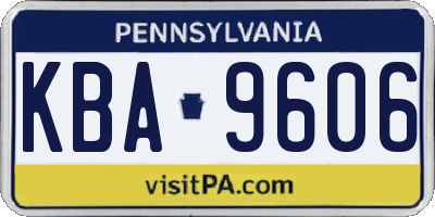 PA license plate KBA9606