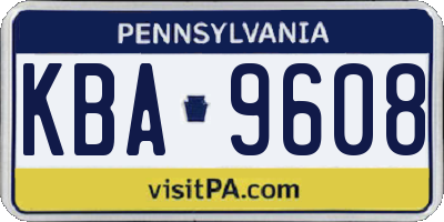 PA license plate KBA9608