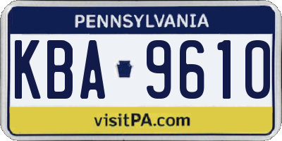 PA license plate KBA9610