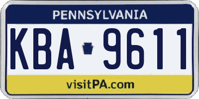 PA license plate KBA9611