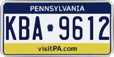 PA license plate KBA9612
