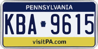 PA license plate KBA9615