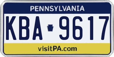 PA license plate KBA9617