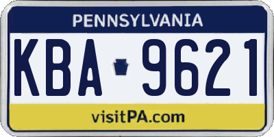 PA license plate KBA9621