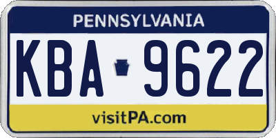 PA license plate KBA9622