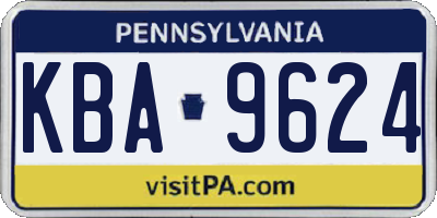 PA license plate KBA9624