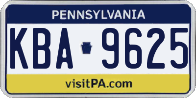 PA license plate KBA9625