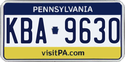 PA license plate KBA9630