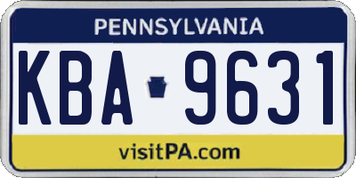 PA license plate KBA9631