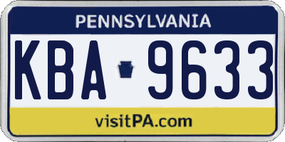 PA license plate KBA9633