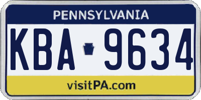 PA license plate KBA9634