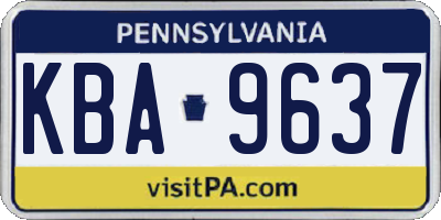 PA license plate KBA9637