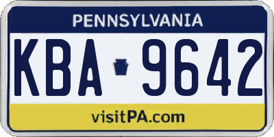 PA license plate KBA9642