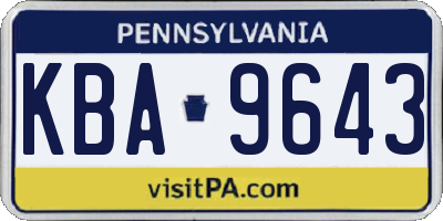 PA license plate KBA9643