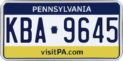 PA license plate KBA9645