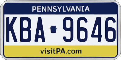 PA license plate KBA9646