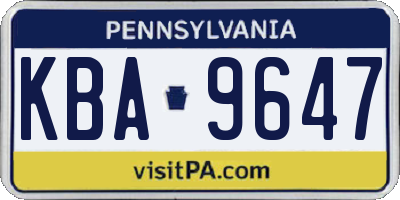 PA license plate KBA9647