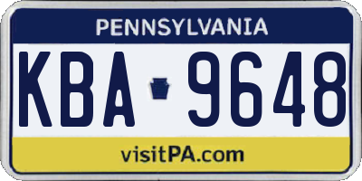 PA license plate KBA9648