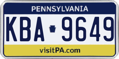 PA license plate KBA9649