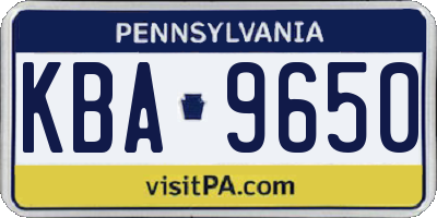 PA license plate KBA9650