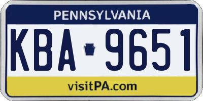 PA license plate KBA9651