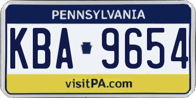 PA license plate KBA9654