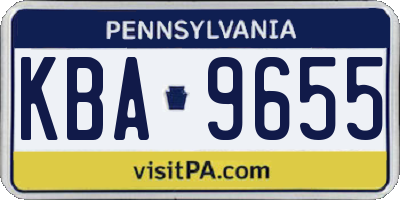PA license plate KBA9655