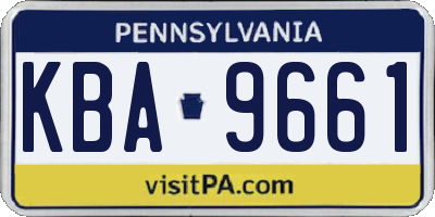 PA license plate KBA9661