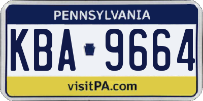 PA license plate KBA9664
