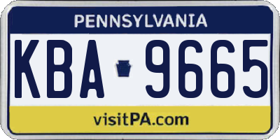 PA license plate KBA9665