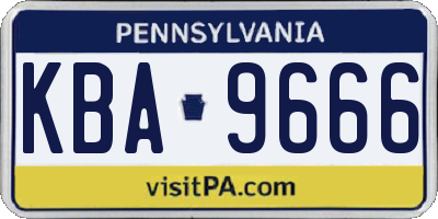 PA license plate KBA9666