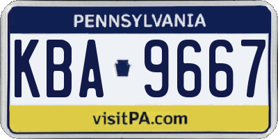 PA license plate KBA9667