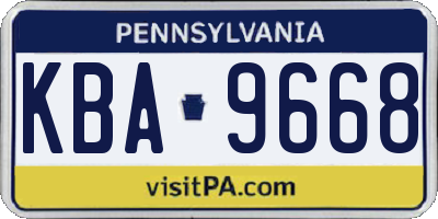 PA license plate KBA9668