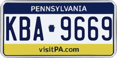 PA license plate KBA9669