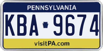 PA license plate KBA9674