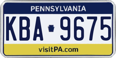 PA license plate KBA9675