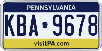 PA license plate KBA9678