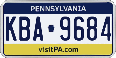 PA license plate KBA9684