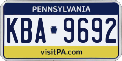 PA license plate KBA9692