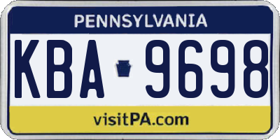 PA license plate KBA9698